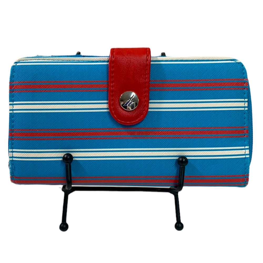 NAUTICA RFID PROTECTION Red White Blue Striped Zip Wallet colorful retro